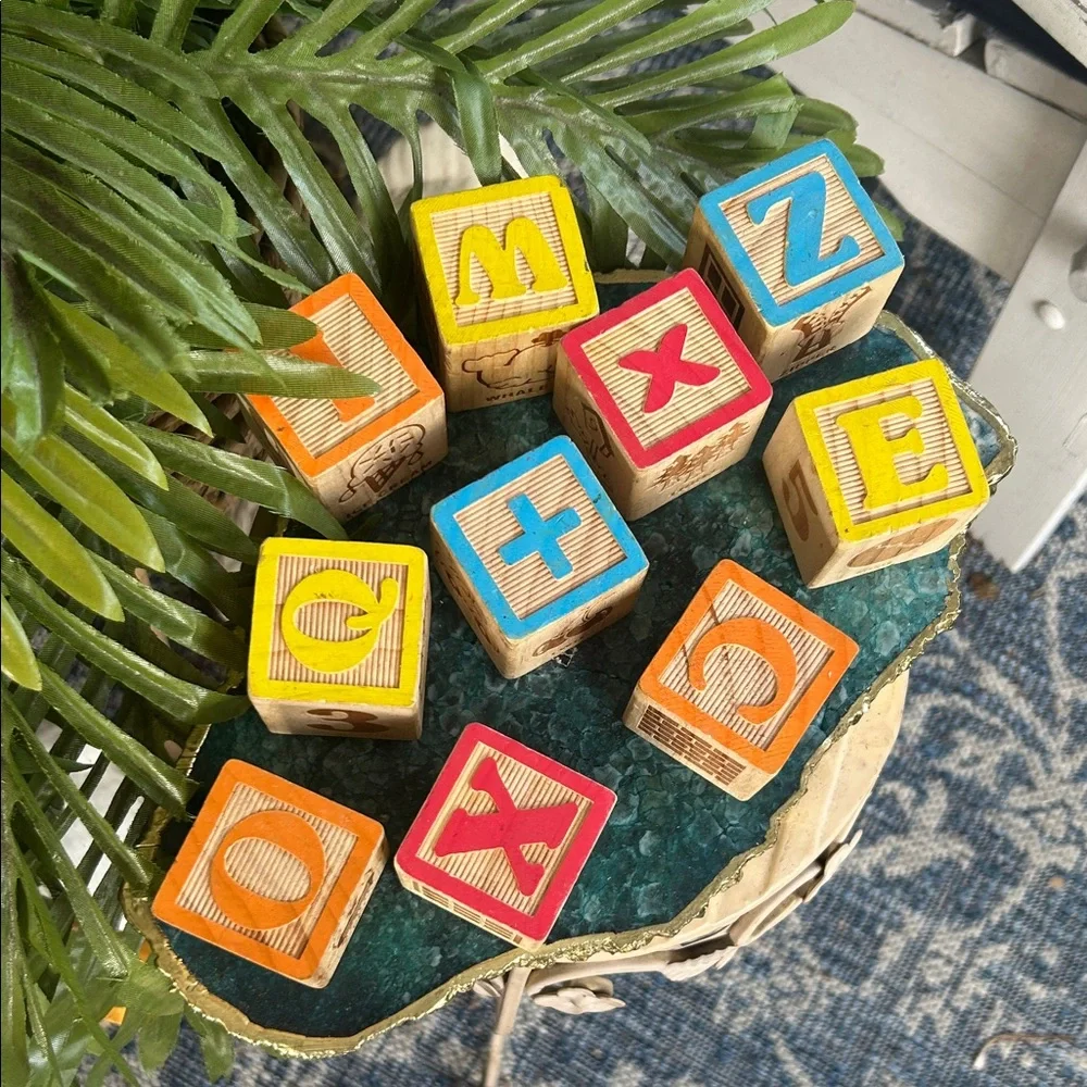 Vintage Wooden Alphabet Building Blocks